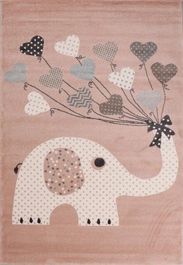 Teppich Kinderteppiche mit Ballons Elefant Kinderteppich für Mädchen und Jungs, Vimoda, Rechteckig