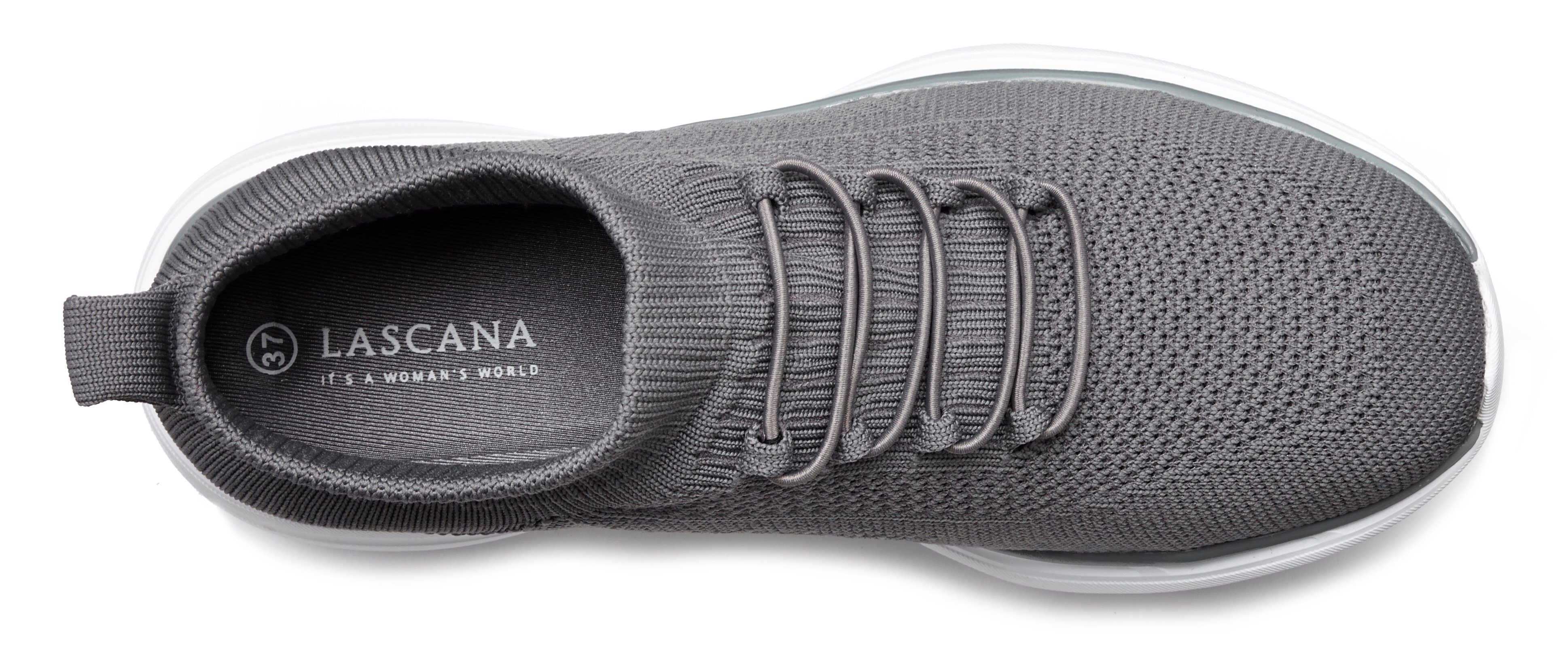 LASCANA Slipper, Halbschuh, Turnschuhe, Slip-On-Sneaker, bequem, Sneaker zum Reinschlüpfen mit elastischen Schnürbändern ultraleicht VEGAN