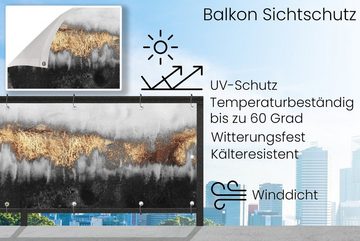 MuchoWow Balkonsichtschutz Gold - Chic - Abstrakt (1-St) Balkonbanner, Sichtschutz für den Balkon, Robustes und wetterfest