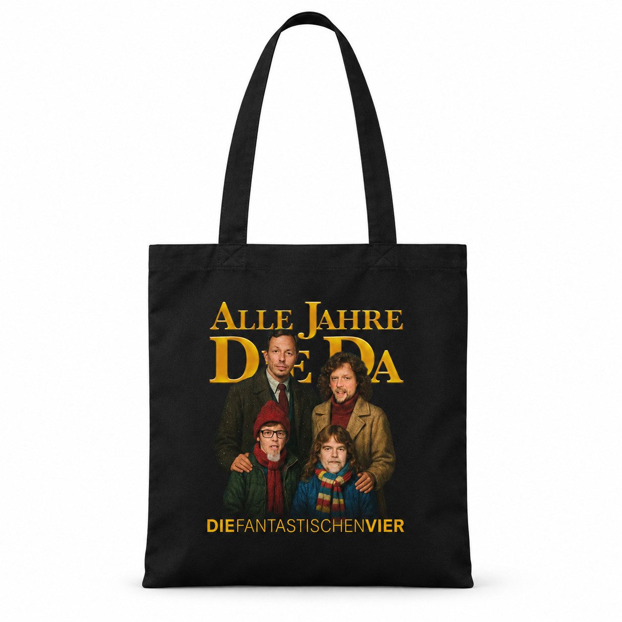 DIE FANTASTISCHEN VIER Schultertasche Tote Bag Alle Jahre DieDa Baumwolle schwarz Musikfan Unisex