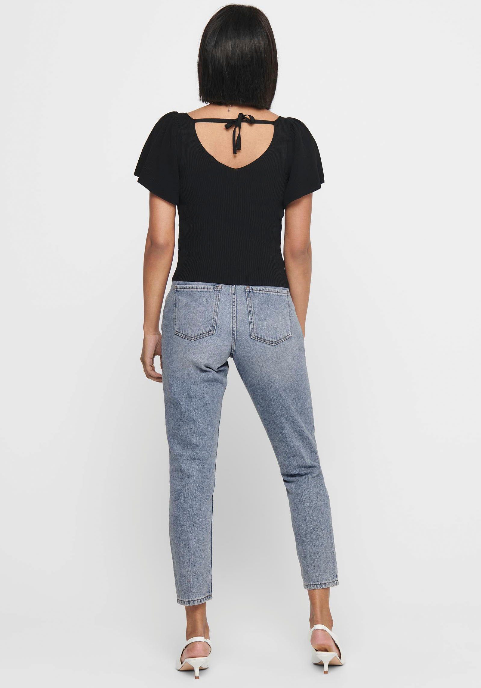 ONLY V-Ausschnitt-Pullover ONLLEELO S/S BACK PULLOVER KNT NOOS günstig online kaufen