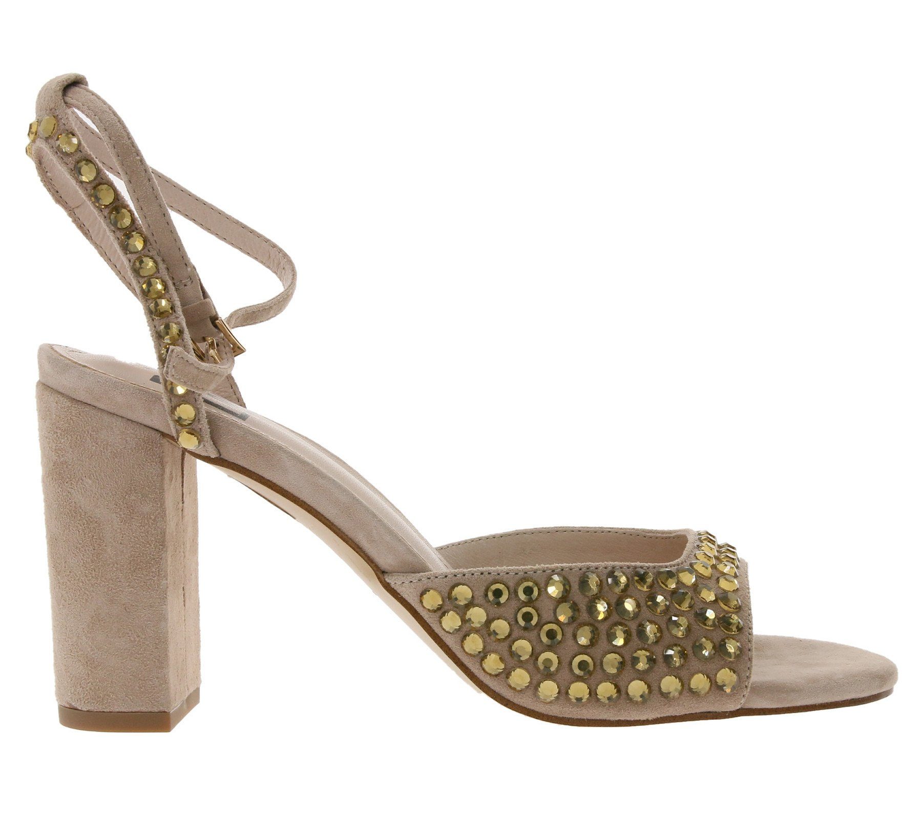 Bibi Lou »BIBI LOU Echtleder-Sandalette elegante Damen Absatz-Sandalen mit  Ziersteinchen Sommer-Schuhe Beige/Gold« Outdoorschuh