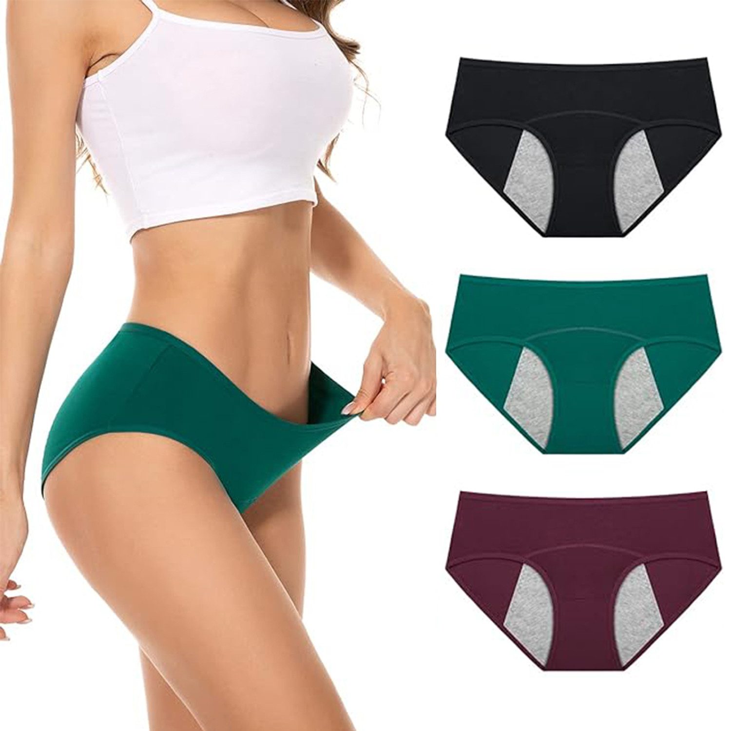 BEKOMIYA Slip Klassische Slips Unterhosen Damen Baumwolle Stretch Unterwäsche (3er-Pack, Baumwolle mittlerer / niedriger Taille Slip, Postpartum Panties Damen Hipsters Unterhosen Slips)