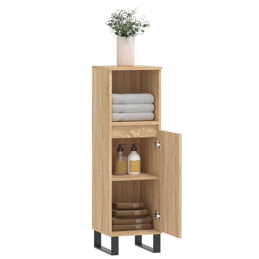 Holzwerkstoff vidaXL Badschrank Badezimmerspiegelschrank Eiche (1-St) cm Sonoma-Eiche 30x30x100 Sonoma