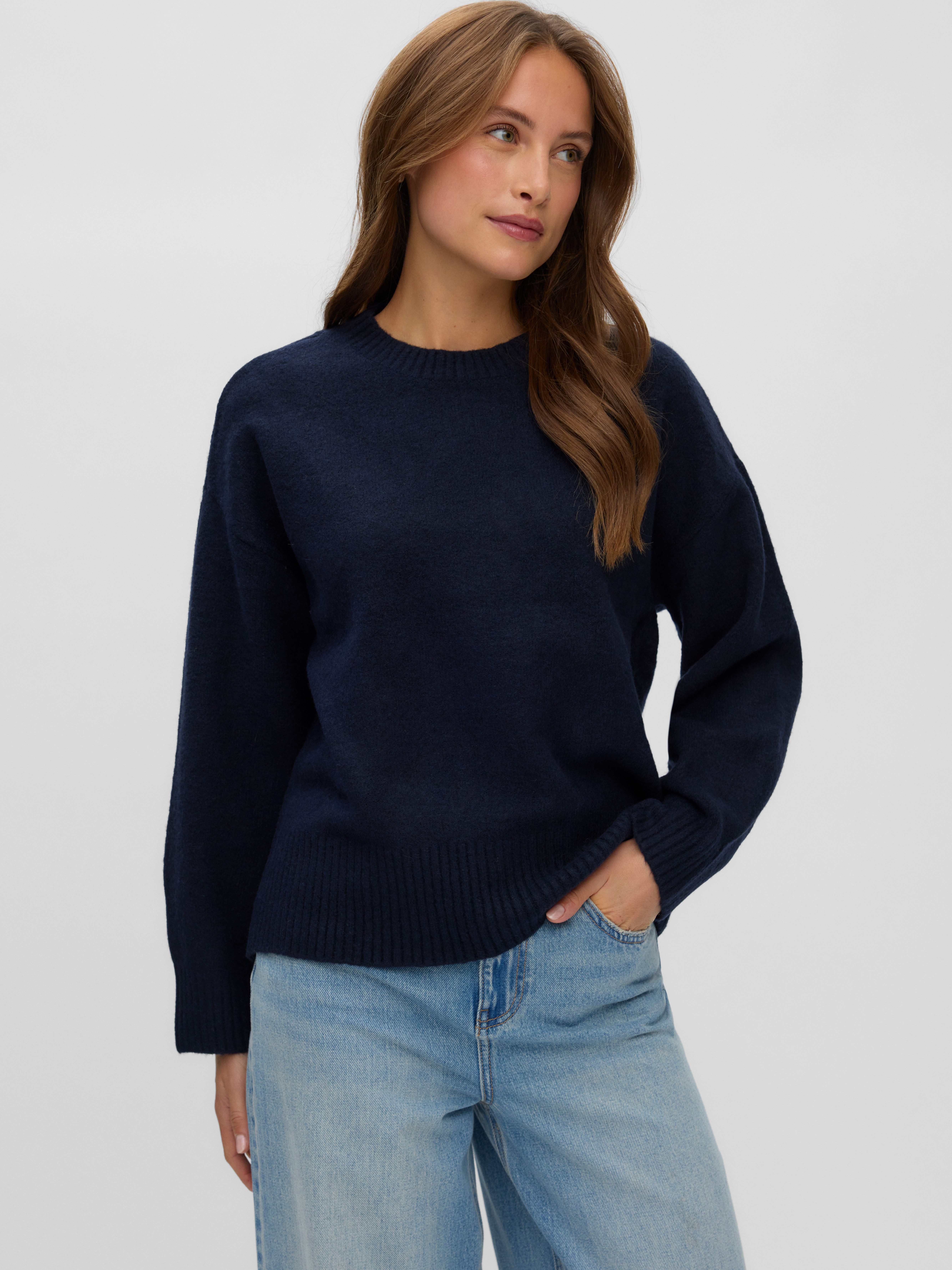 Vero Moda Strickpullover VMSIF LS O-NECK PULLOVER NOOS Materialmix mit Wolle, regular fit