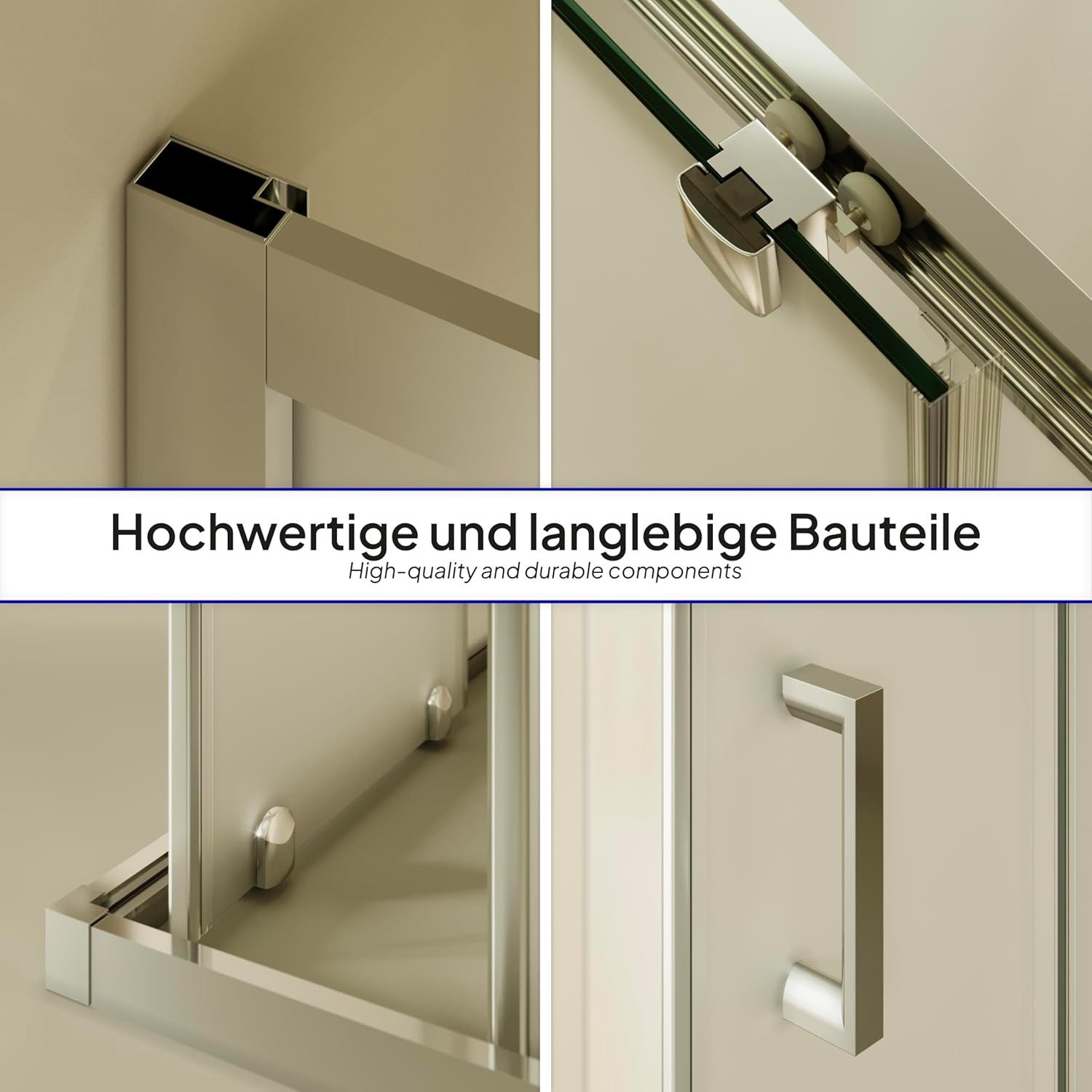 i-flair Eckdusche Schiebetür Duschkabine DIANA aus satiniertem 6 mm ESG, BxT: 70x70 cm, Einscheibensicherheitsglas, ohne Duschtasse, mit hochwertigen Aluminiump – Bild 4 von 5