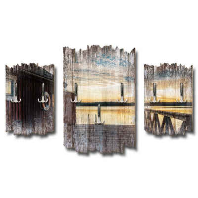 Kreative Feder Wandgarderobe Schweden Küste, Dreiteilige Wandgarderobe aus Holz