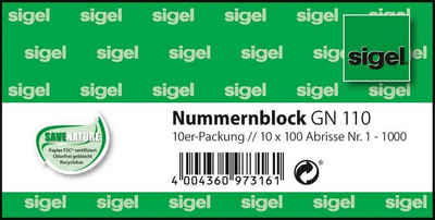 Sigel Kochthermometer sigel Nummernblock 1-1000, 105 x 50 mm