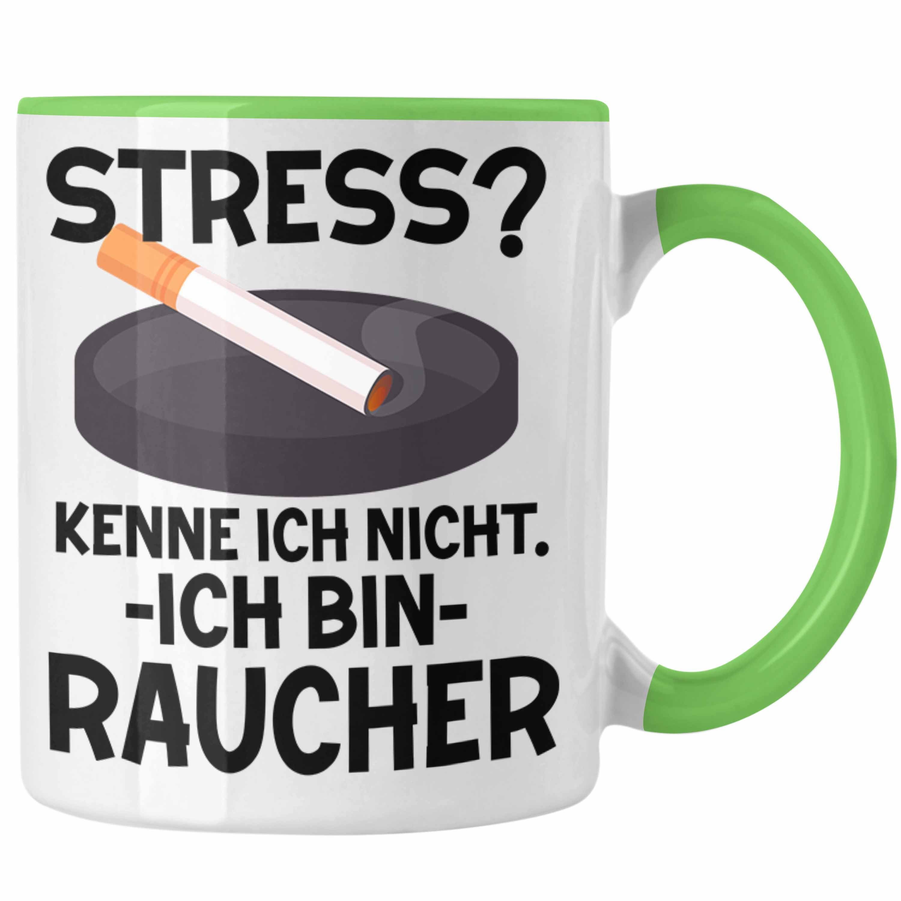 Trendation Tasse Raucher Geschenk Tasse Spruch Stress? Kenne Ich Nicht