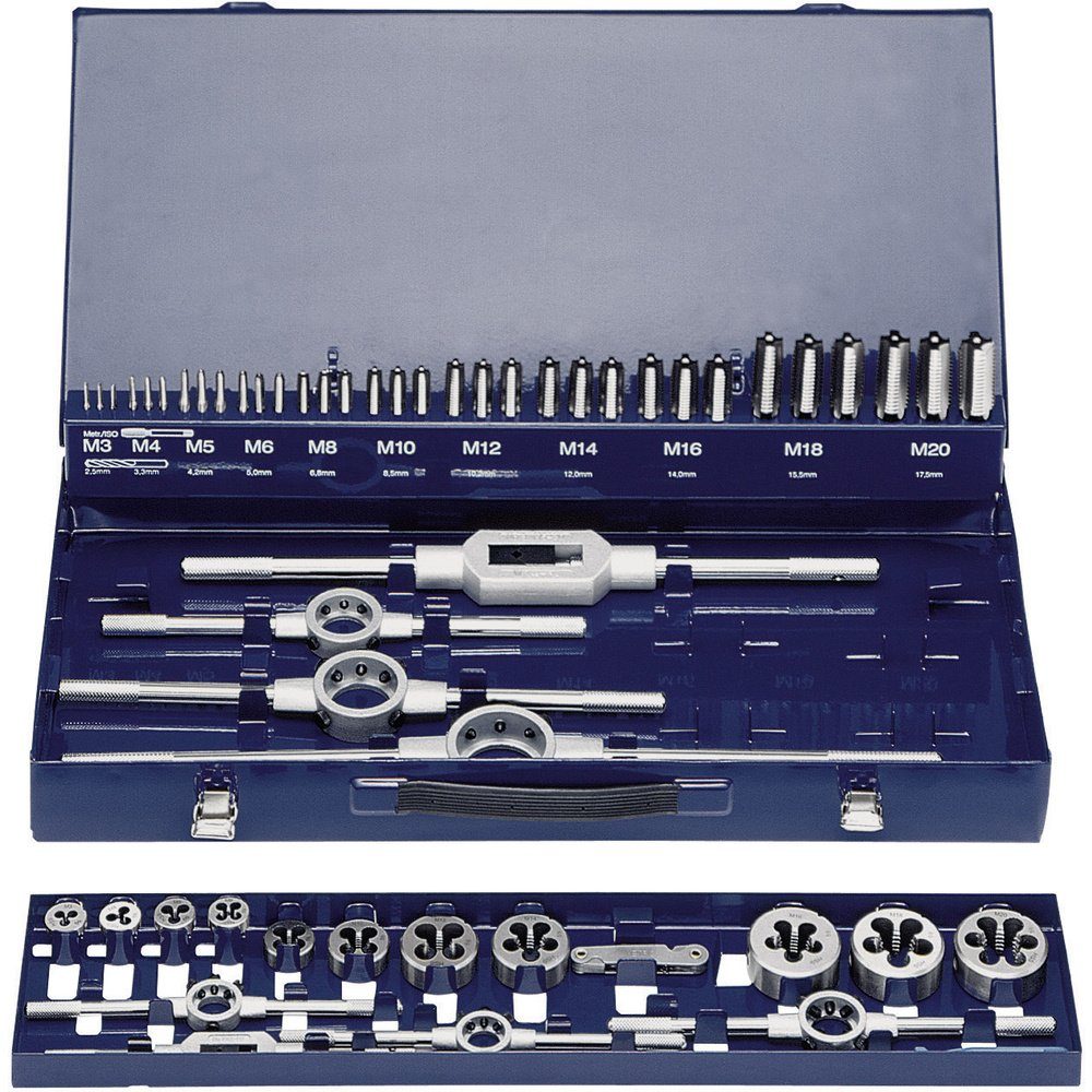Gewindeschneider Eventus by Exact 10723 Gewindeschneidsatz 54teilig HSS metrisch M3, M4