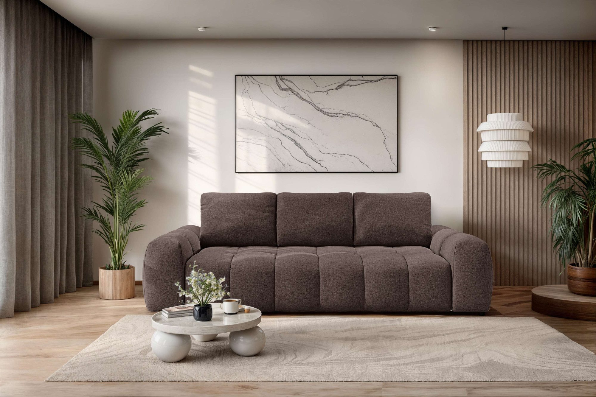 OTTO home 3-Sitzer AZITA optionale Schlafsofa mit Bettkasten, Breite 253cm, Sofa mit Wellenunterfederung, Bubble-Optik, Verlässliche Qualität