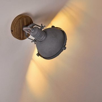 hofstein Wandleuchte »Weng« verstellbare Wandlampe aus Metall/Holz in Grau/Braun, ohne Leuchtmittel, 1xE14, Wandspot im Retro/Vintage-Design, Käfig, Gitter-Optik