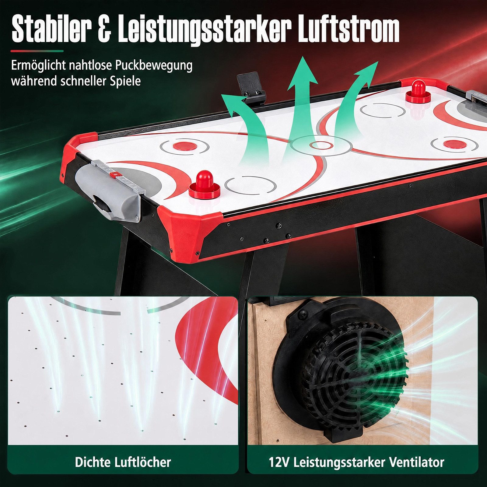 COSTWAY Air-Hockeytisch 2 in 1 Spieltisch mit Motor & App, Hockeytisch – Bild 5 von 5