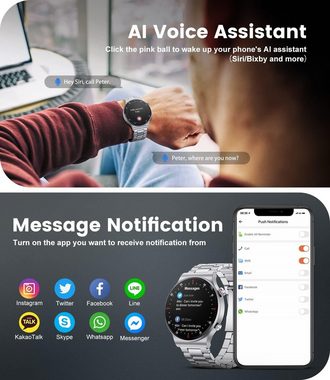 Lige Smartwatch (1,39 Zoll, Android iOS), Herren uhr mit Telefonfunktion Herzfrequenz Blutdruck Schlafmonitor