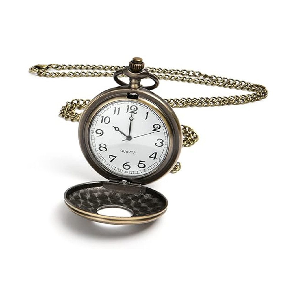 TUWENA Taschenuhr Vintage Taschenuhr, Retro Arabisch Ziffern Quarz Taschenuhr Mit Kette, Für Männer, Frauen, Vater, Opa - Geburtstag Und Jahrestag Geschenk