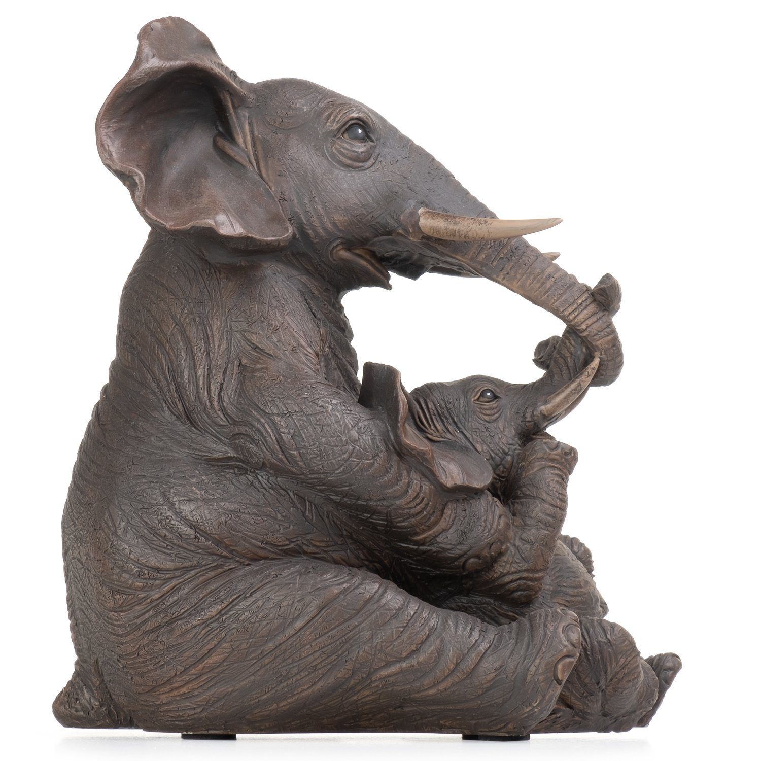 Moritz Dekofigur Deko-Figur Elefantenbaby sitz der Dekoelement Dekofigur Dekoration Polyresin, aus bei Mutter verspielt Polyresin Figuren aus
