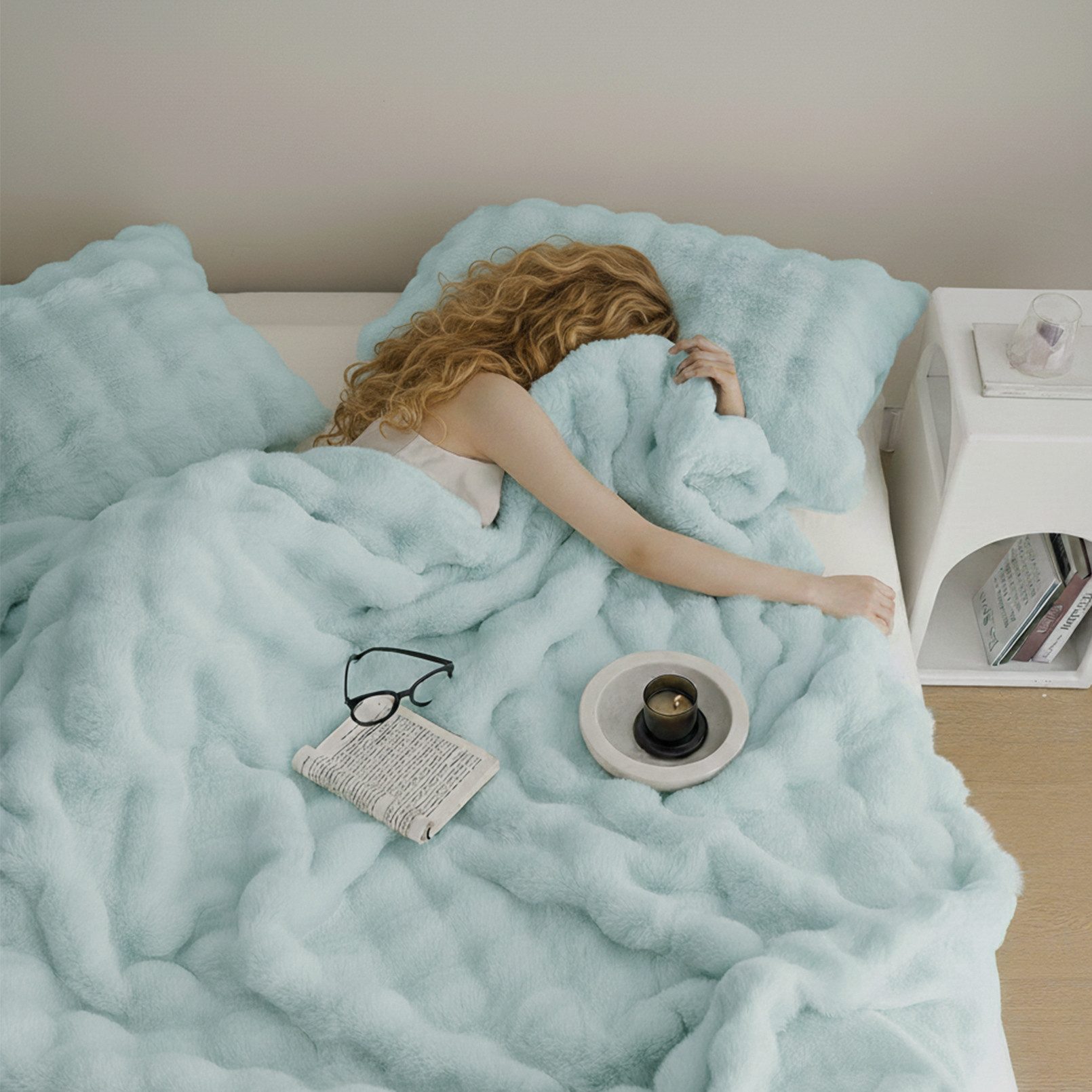 Wohndecke Kuscheldecke Kaninchen Plüsch Decke, KEAYOO, Kunstfell Warme Kuscheldecke für Couch Bett Sofa