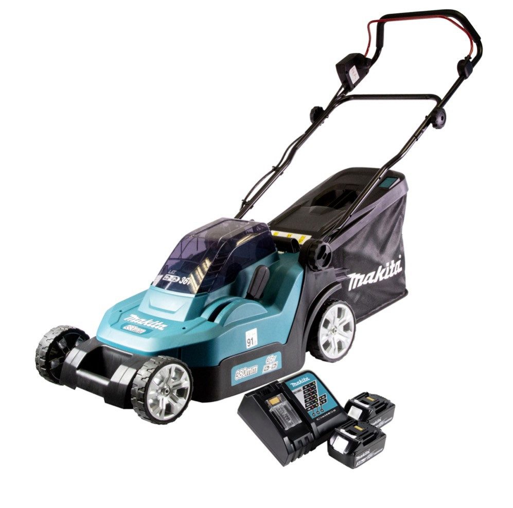 Makita Akkurasenmäher DLM 432 RF2 Akku Rasenmäher 36 V (2x 18 V) 43 cm Brushless + 2x Akk
