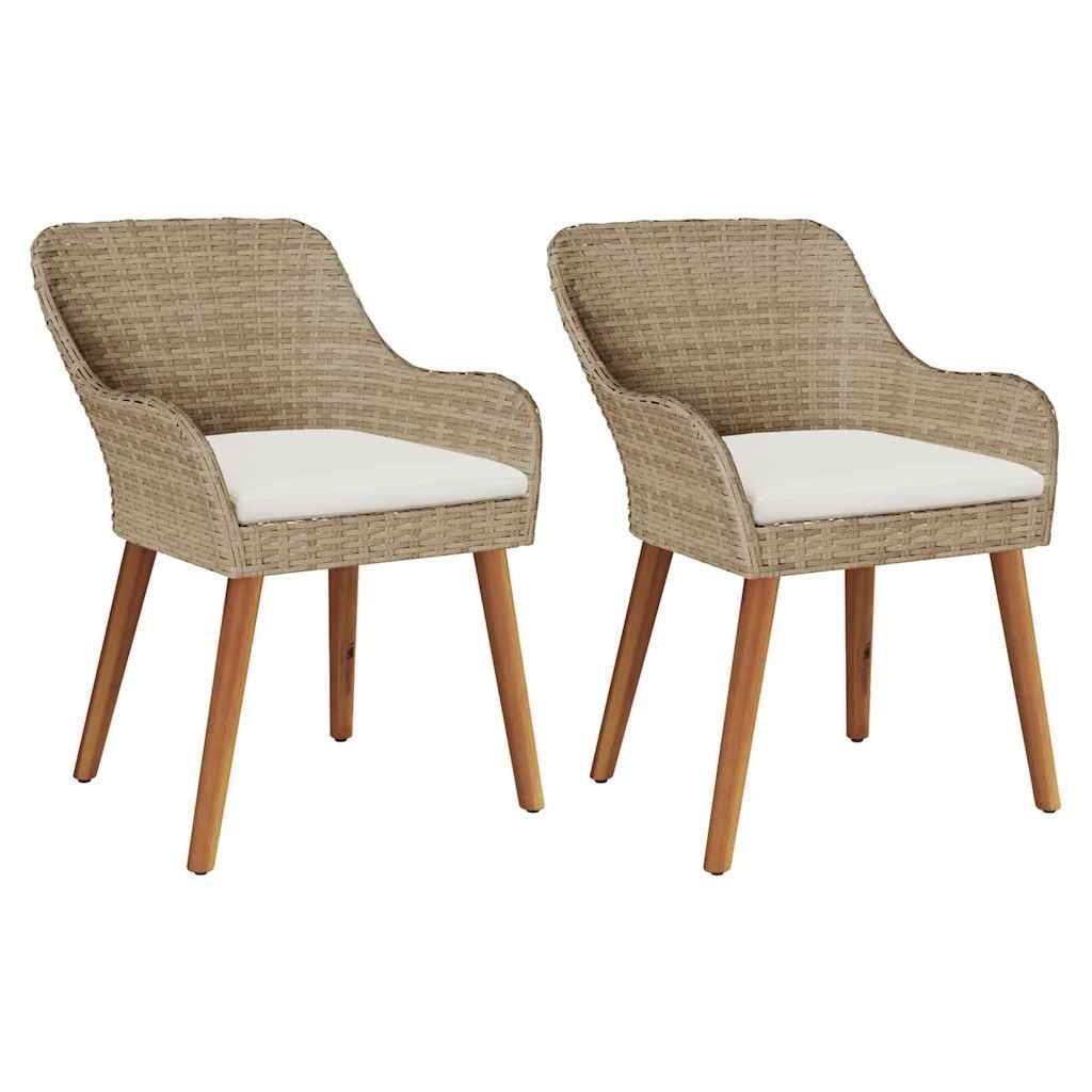 vidaXL Gartenstuhl Gartenstuhl 2 pcs Beige 55 x 62,5 x 82 cm Poly-Rattan (2 St)