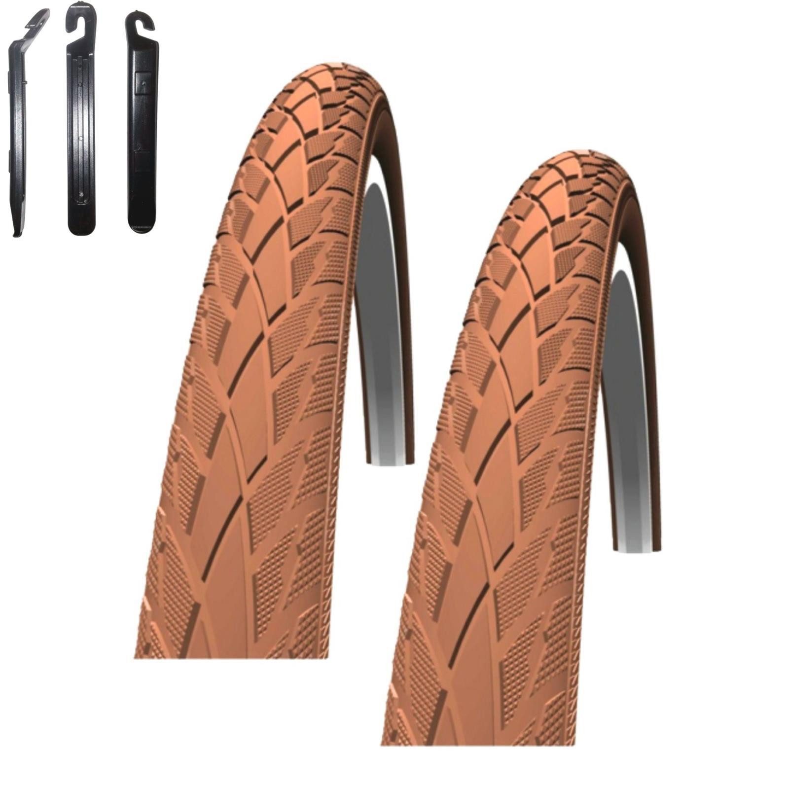 maxxi4you Fahrradreifen 2 x Schwalbe Road Cruiser 28 x 1,60 (42-622) Braun/Reflex inkl. RH