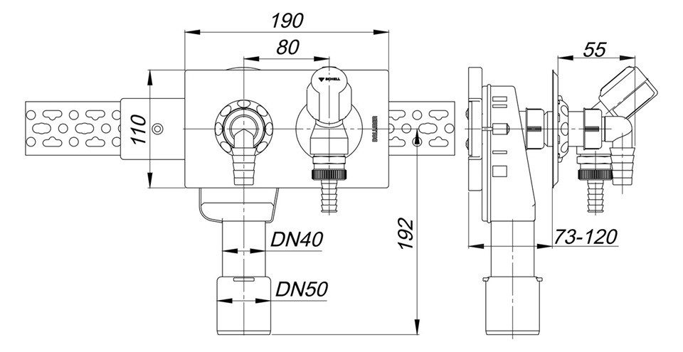 Dallmer Siphon DALLMER UP-Waschgeräte-Siphon 406 DN40/50