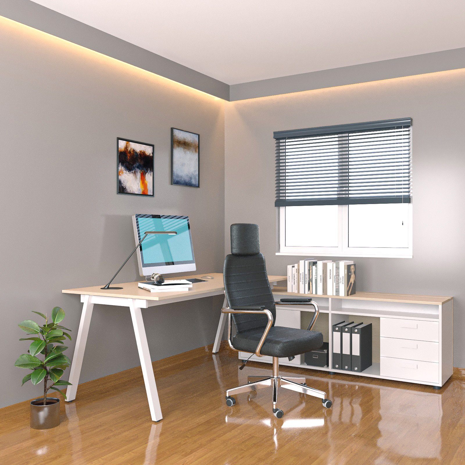 Kunstleder, Bürostuhl pflegeleichtem (1 Schwarz | Schwarz höhenverstellbar Drehstuhl, aus SVITA St),