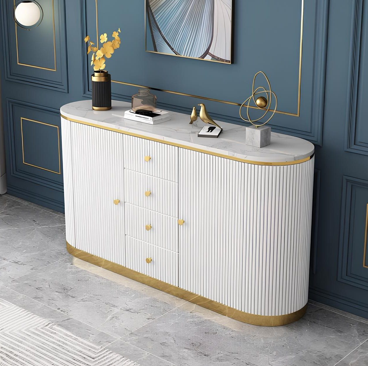 JVmoebel Sideboard Weißes Holzsideboard mit modernem Design für das Wohnzimmer (1 St., Sideboard), Made in Europa