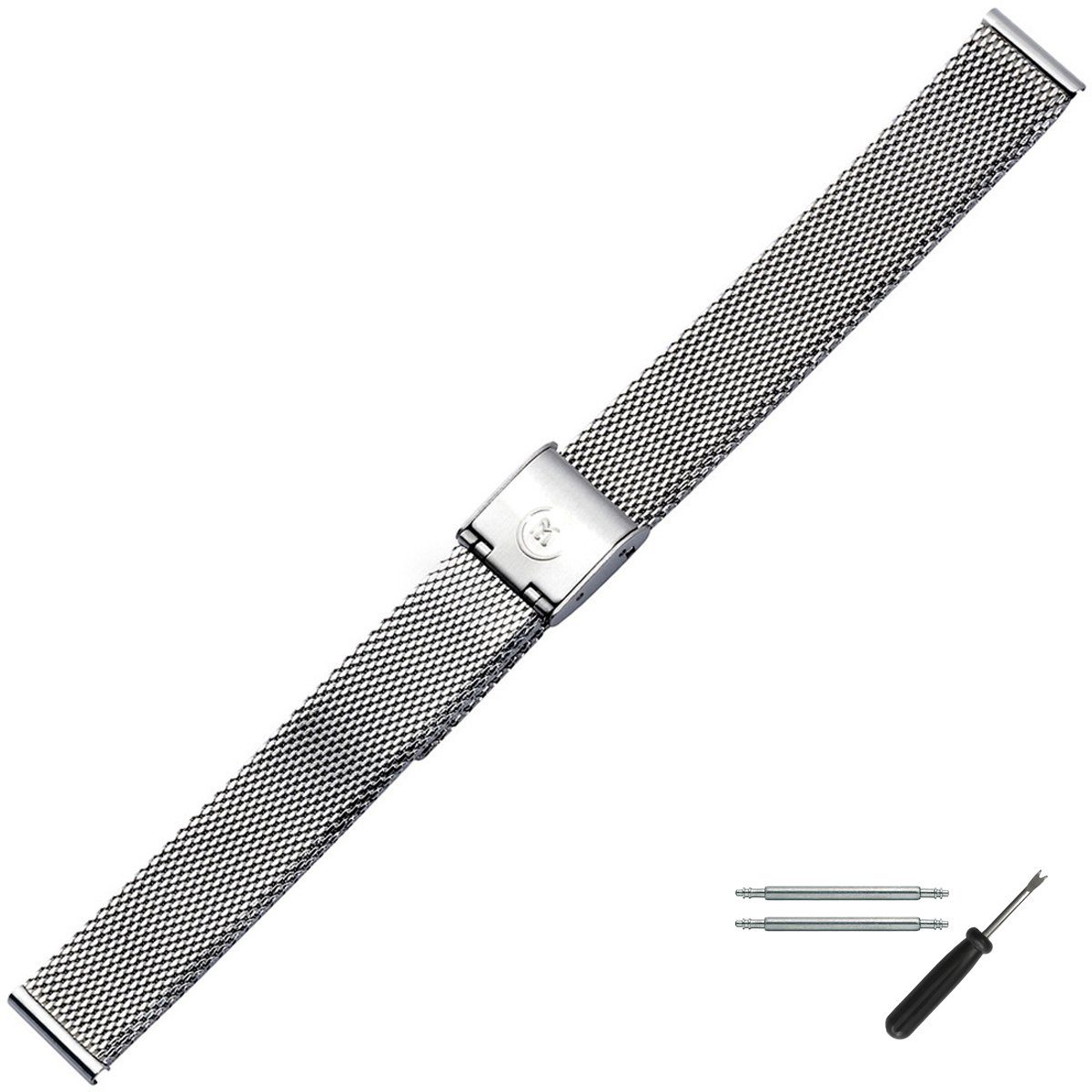 Uhrenarmband 14mm Edelstahl Silber Milanaise
