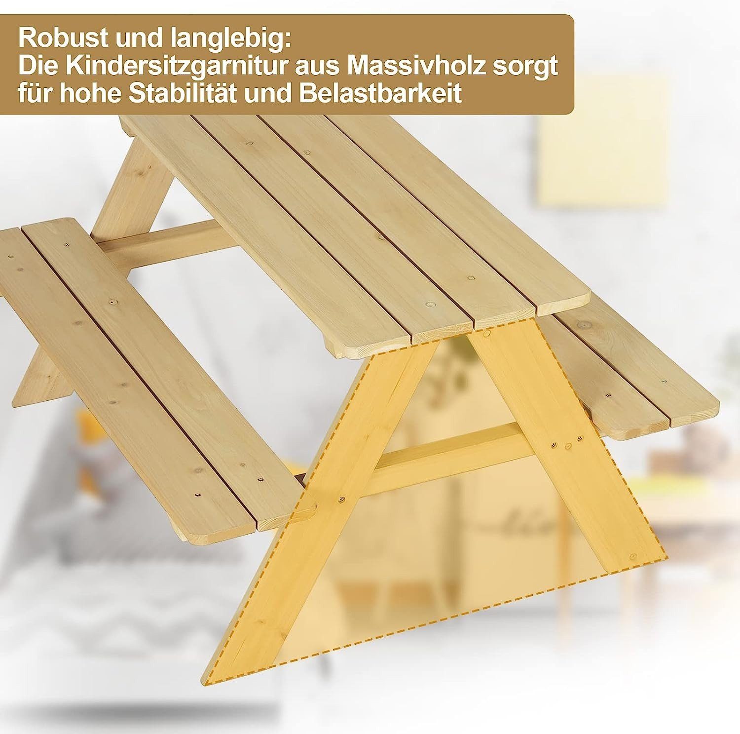 1-tlg., Kindersitzgarnitur 1 Kindersitzgruppe, mit 2 Sitzbänken), (Set, Tisch EUGAD