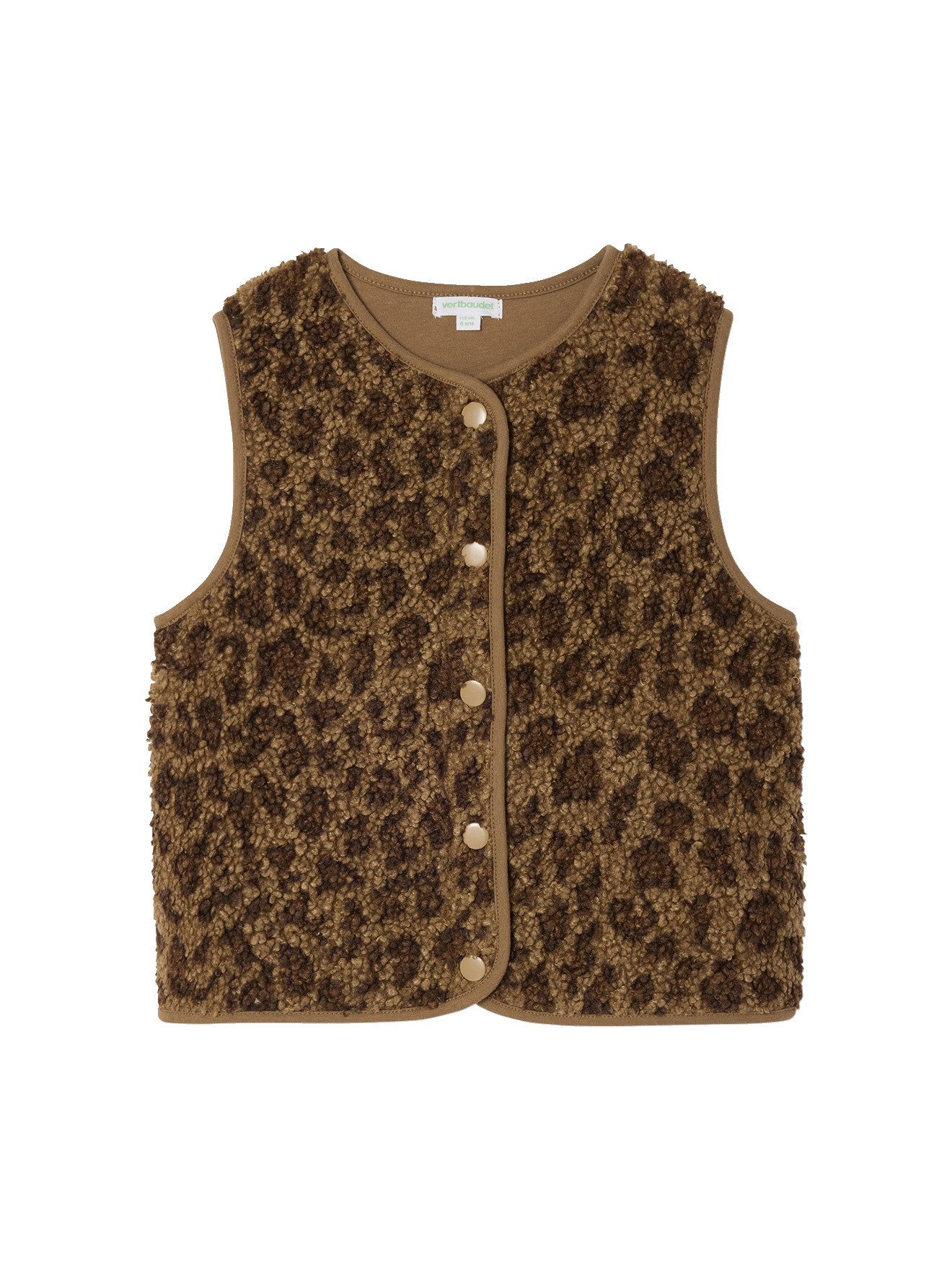 vertbaudet Blouson Mädchen Teddyfleece-Weste mit Leopardenmuster