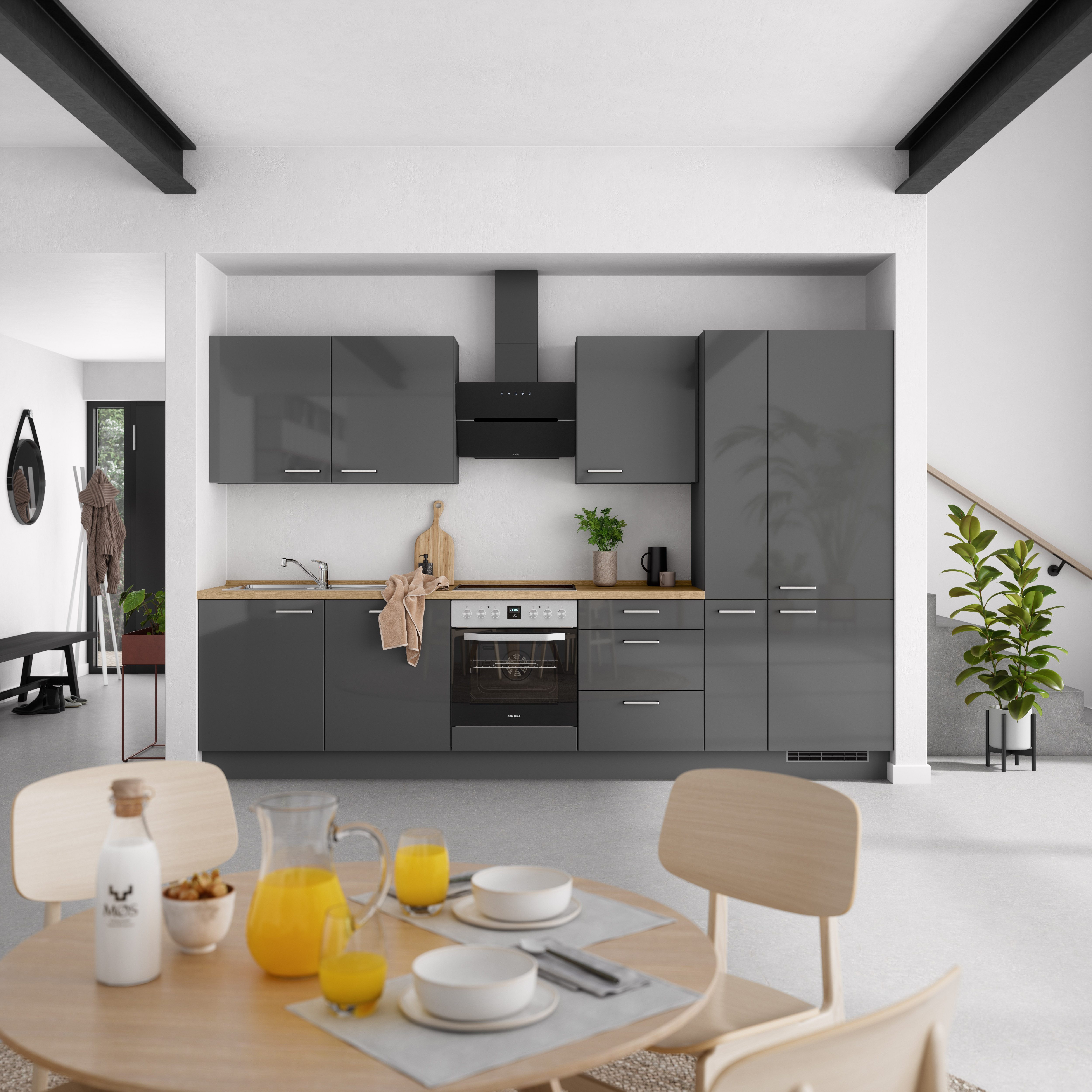 nobilia® Küchenzeile "Flash II", NEU: individuell anpassbar mit gratis Profi-Beratung, vormontiert, Breite 330 cm, Ausrichtung wählbar, wahlw. mit E-Geräten