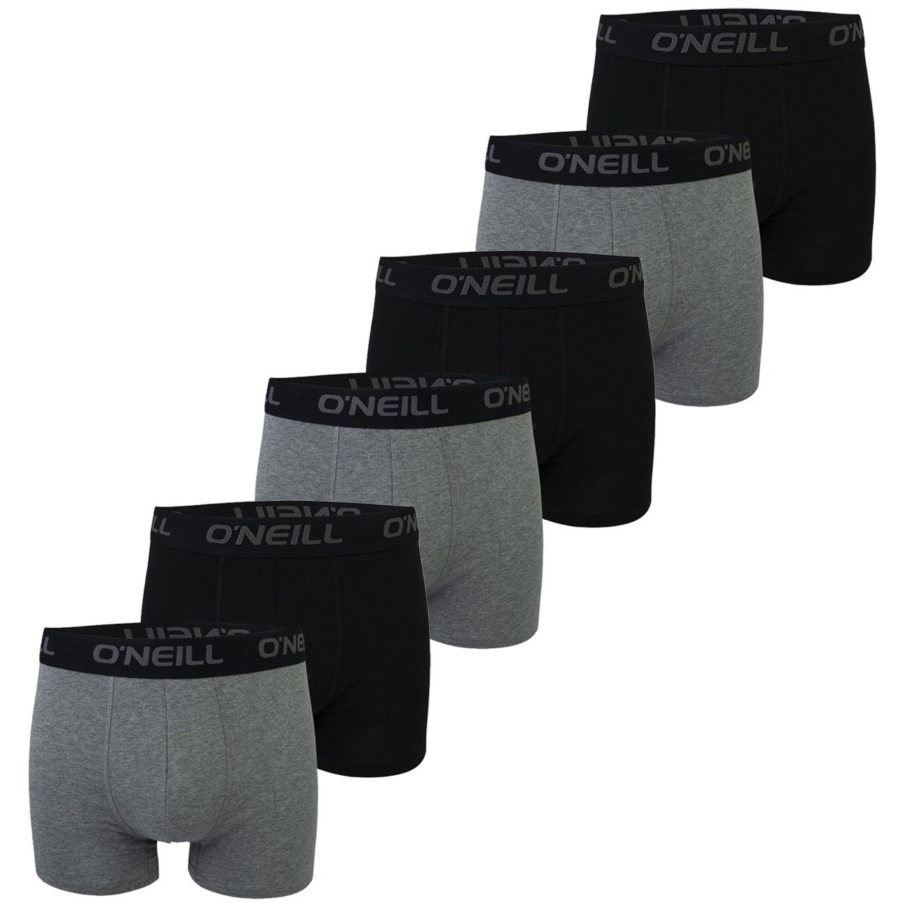 plain Boxershorts O'Neill O'Neill (6869P) 6x Antracite Black Men boxer mit Webbund Multipack Logo (6-St)