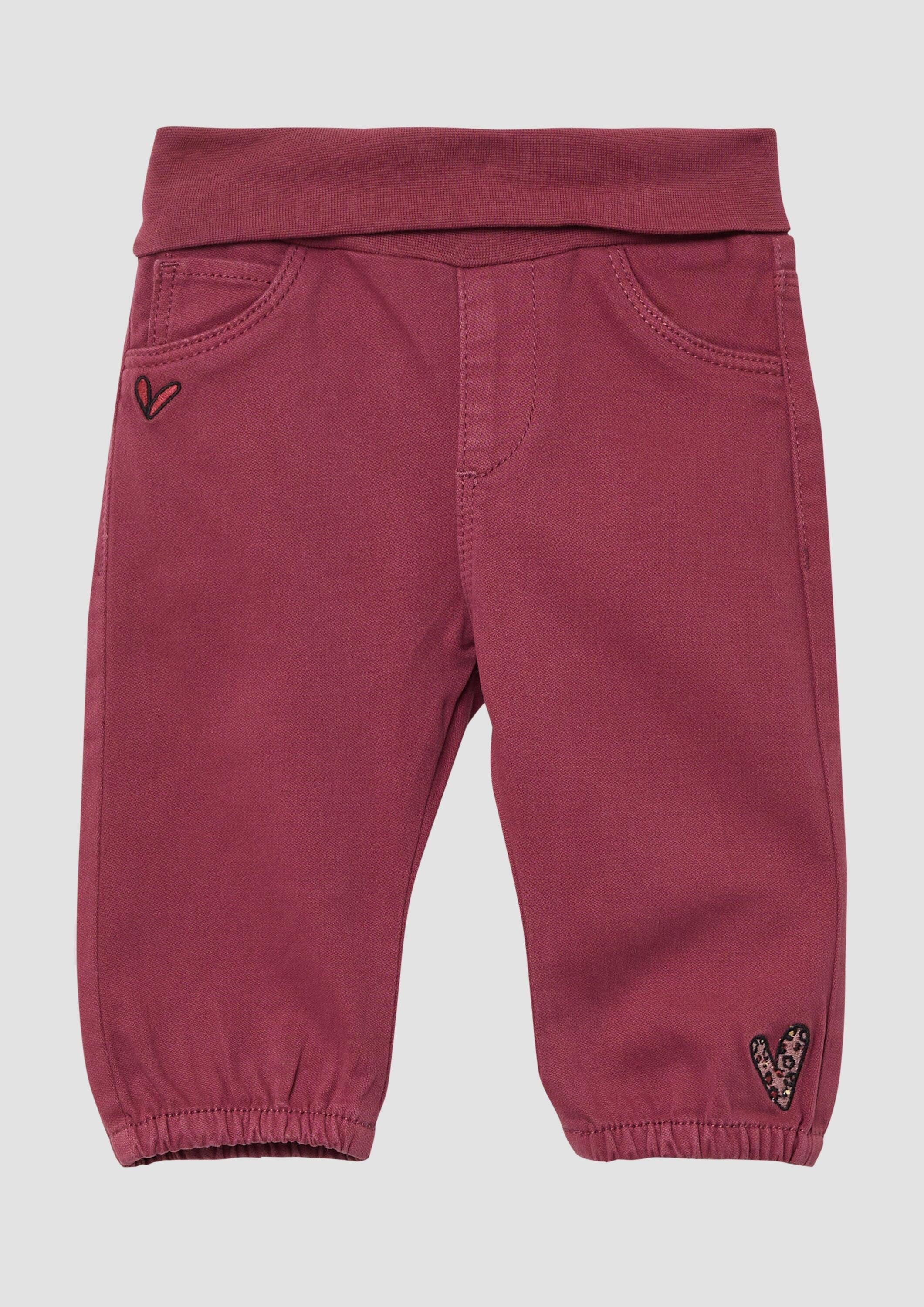 s.Oliver Chinos Hose Hose aus Baumwollstretch mit Umschlagbund und Stickerei