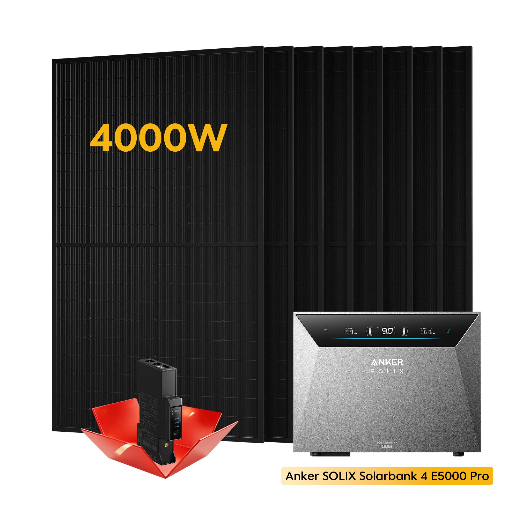 Anker Balkonkraftwerk 2000W/4000W Anker SOLIX Solarbank 4 E5000 Pro All-in-One Stromspeicher, (mit Smart Meter Gen 2, inkl. 4x/8x Sunpro 500W Solarmodule(Optional), PV Speicher mit Notstromfunktion