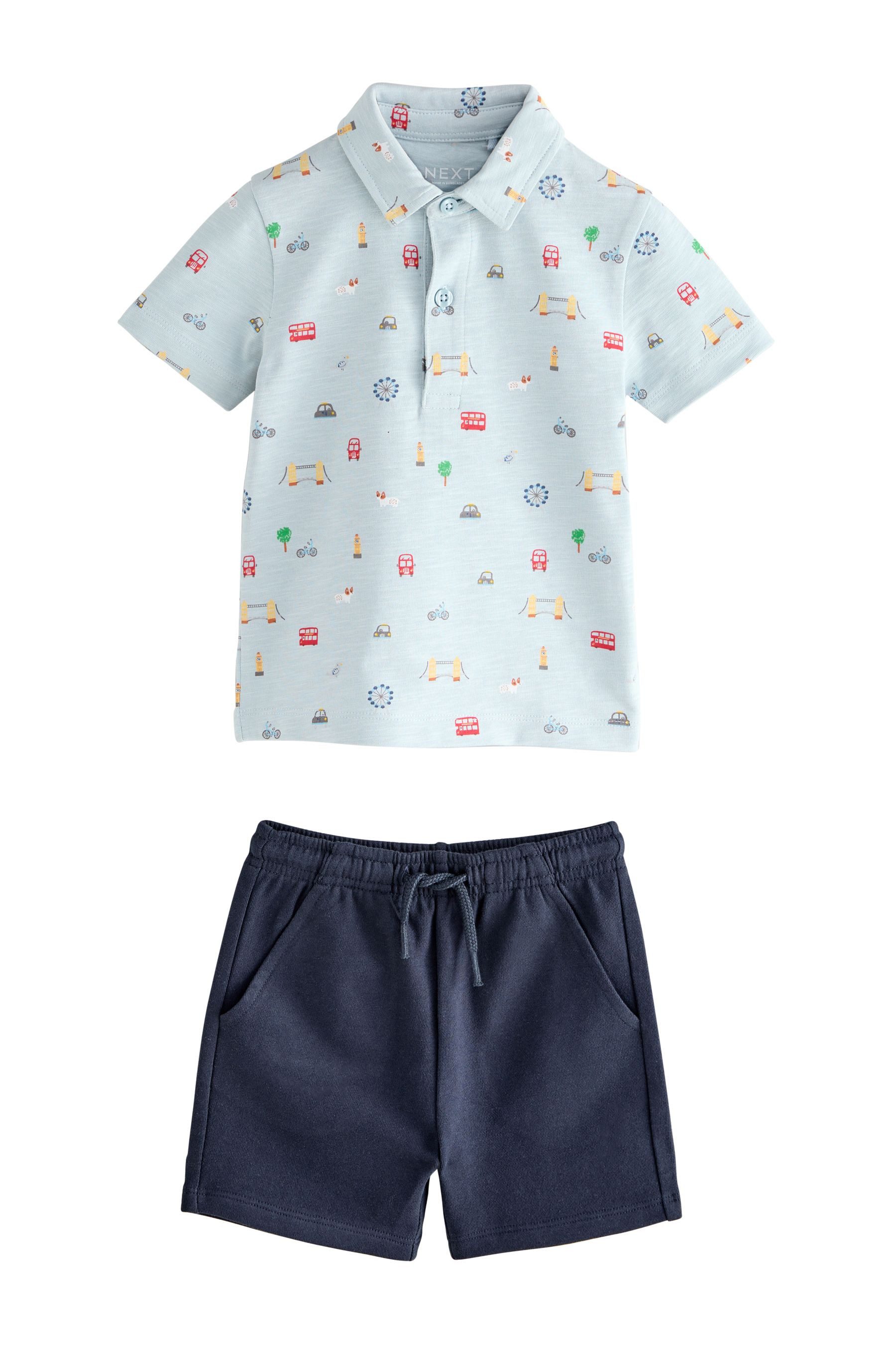 Shirt & Shorts Kurzärmeliges Polo-Shirt und Shorts im Set
