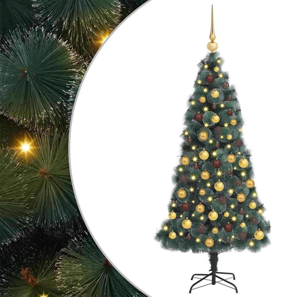 vidaXL Künstlicher Weihnachtsbaum Künstlicher vorbeleuchteter Weihnachtsbaum mit Kugel-Set 240 cm