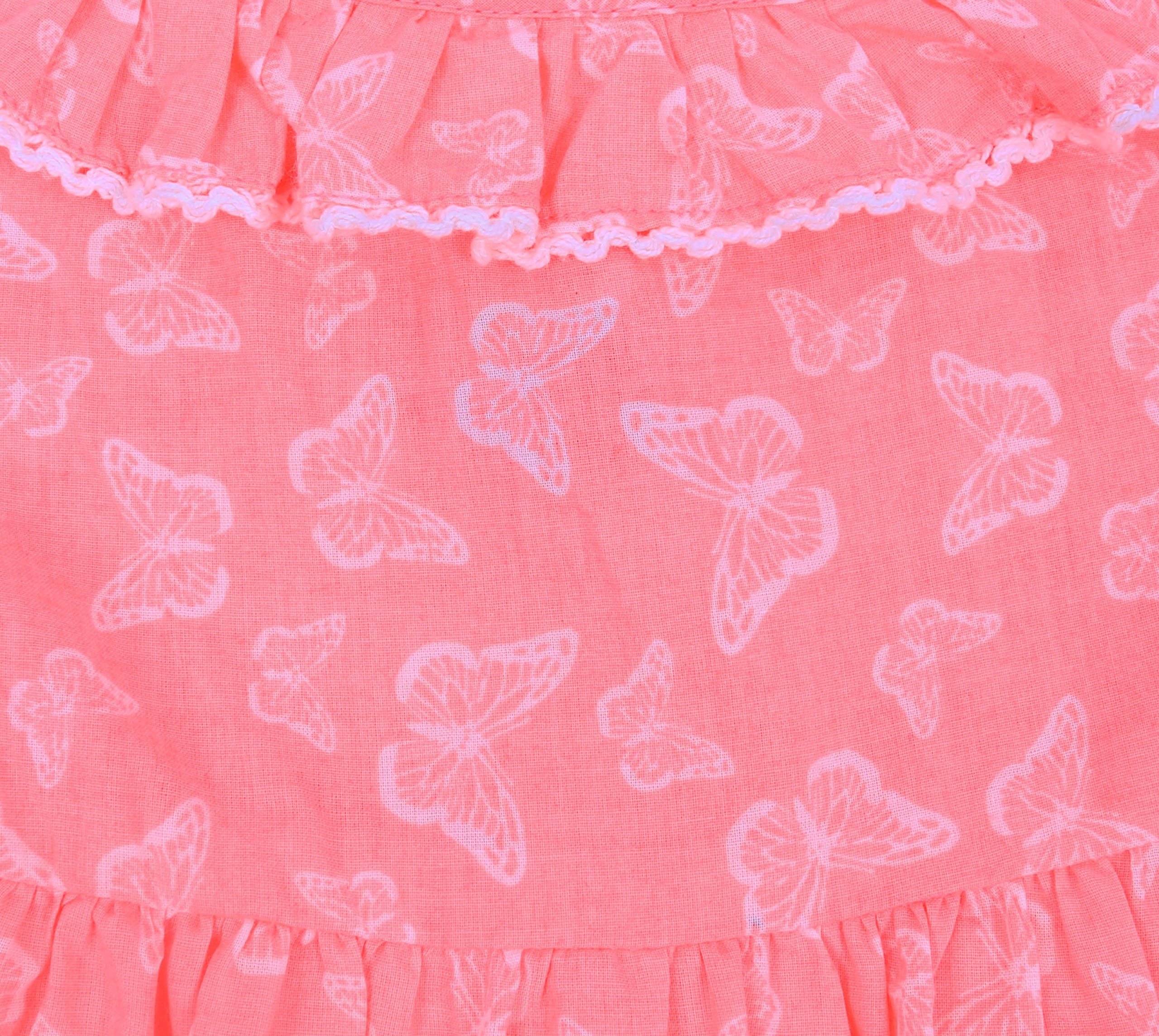 Sarcia.eu Sommerkleid Neonorangefarbiges Kleid mit Schmetterlingen 5-6 Jahre
