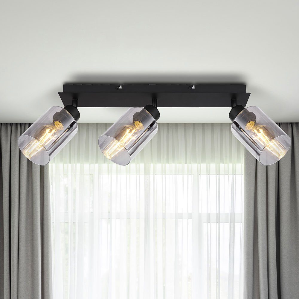 Spot Deckenlampe Deckenspot, etc-shop beweglich Deckenleuchte nicht Leuchtmittel Lampe inklusive, LED Rauchglas flammig 3