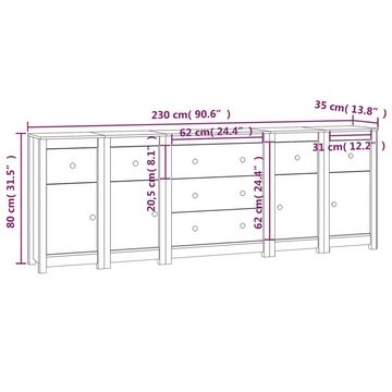 vidaXL Sideboard Sideboard 230x35x80 cm Massivholz Kiefer (1 St)