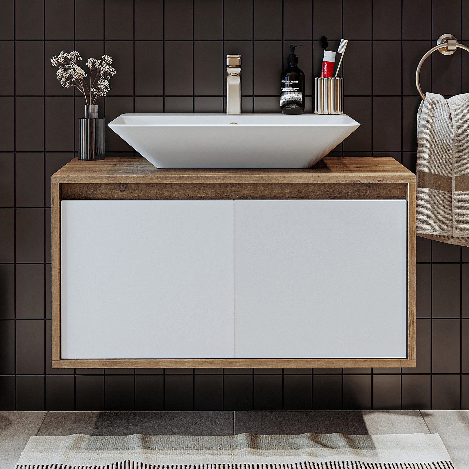 Roomart Badmöbel-Set, (Badezimmermöbel ATLANTIC 85cm in günstig online kaufen