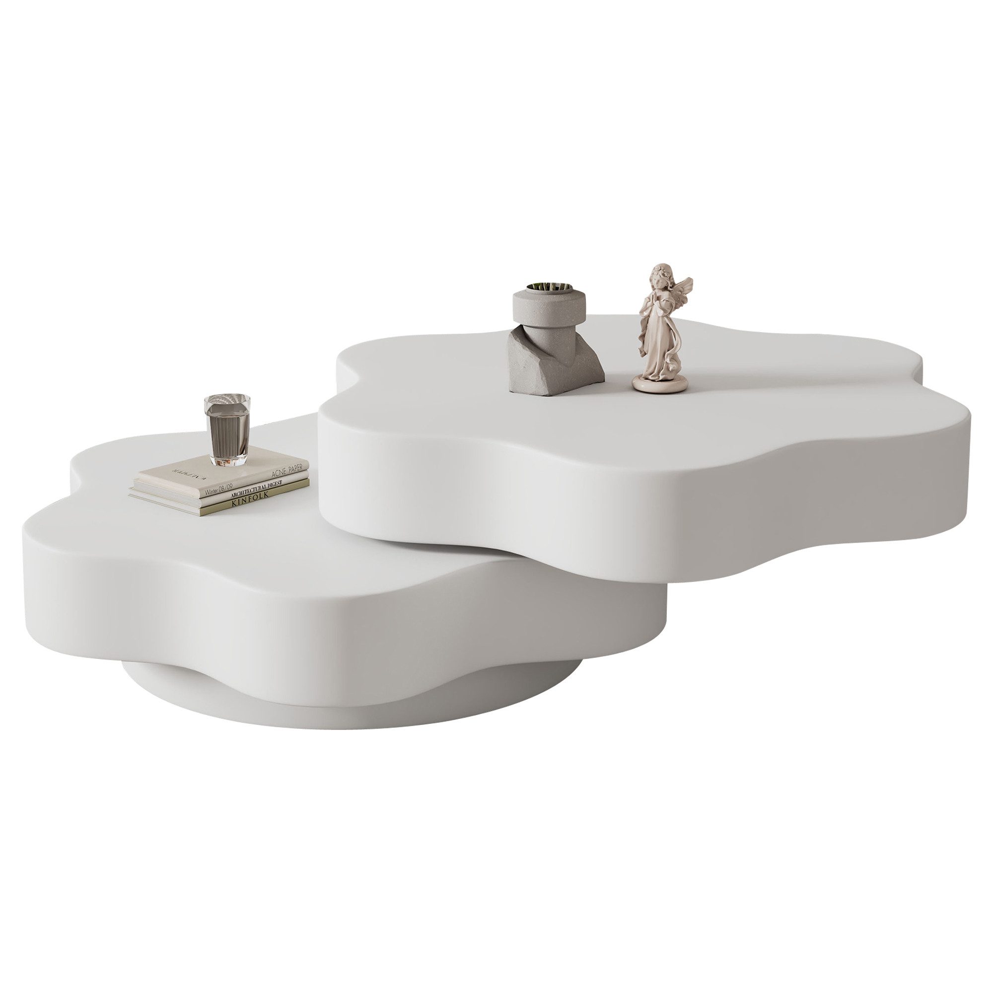 WILLIAMSPACE Couchtisch Couchtisch mit Drehfunktion, modernes Design in Wolkenform, Weiß
