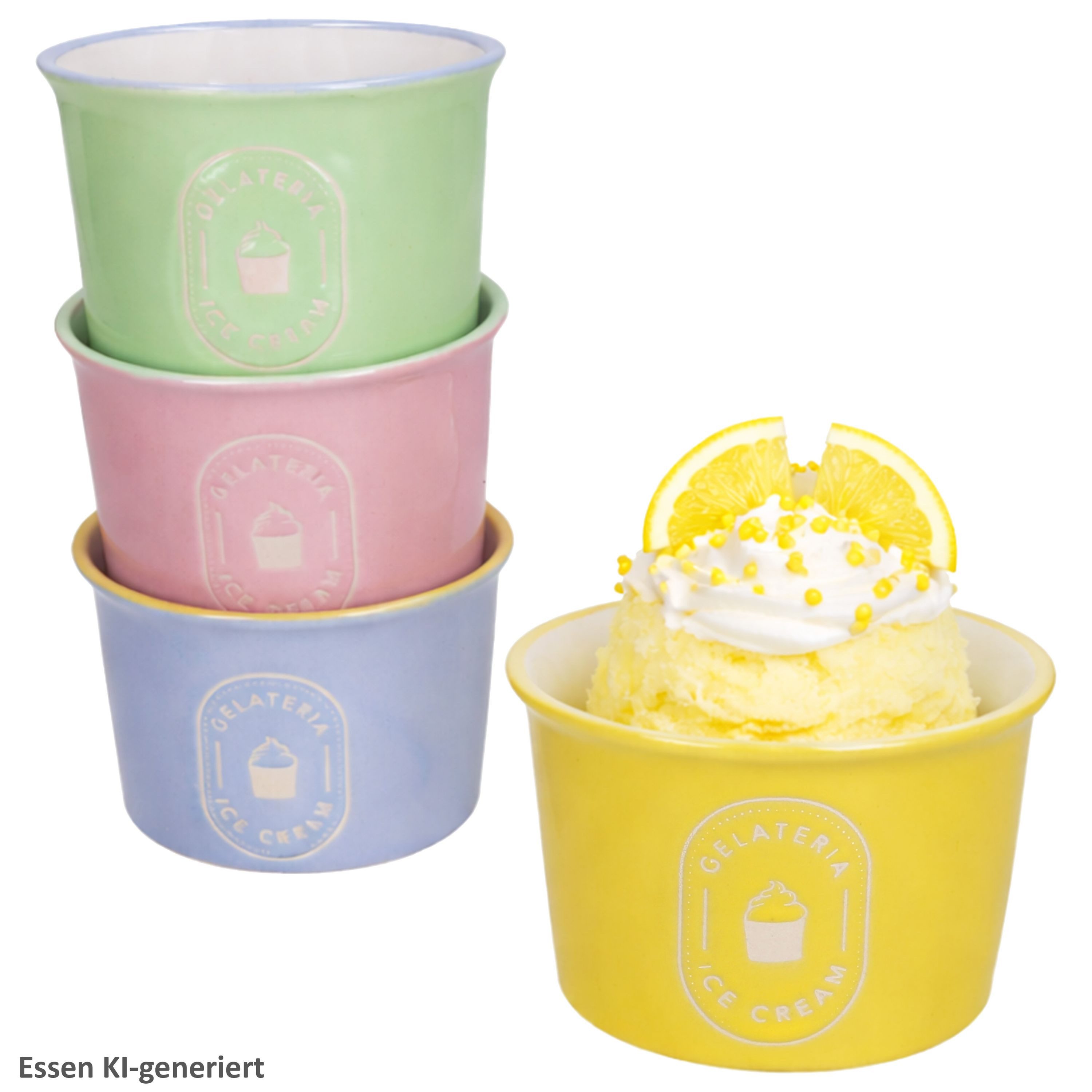 MamboCat Eisschale MamboCat 4er Set Eisbecher Emilia 180ml Ø9cm Steingut bunt Dessert, Steingut