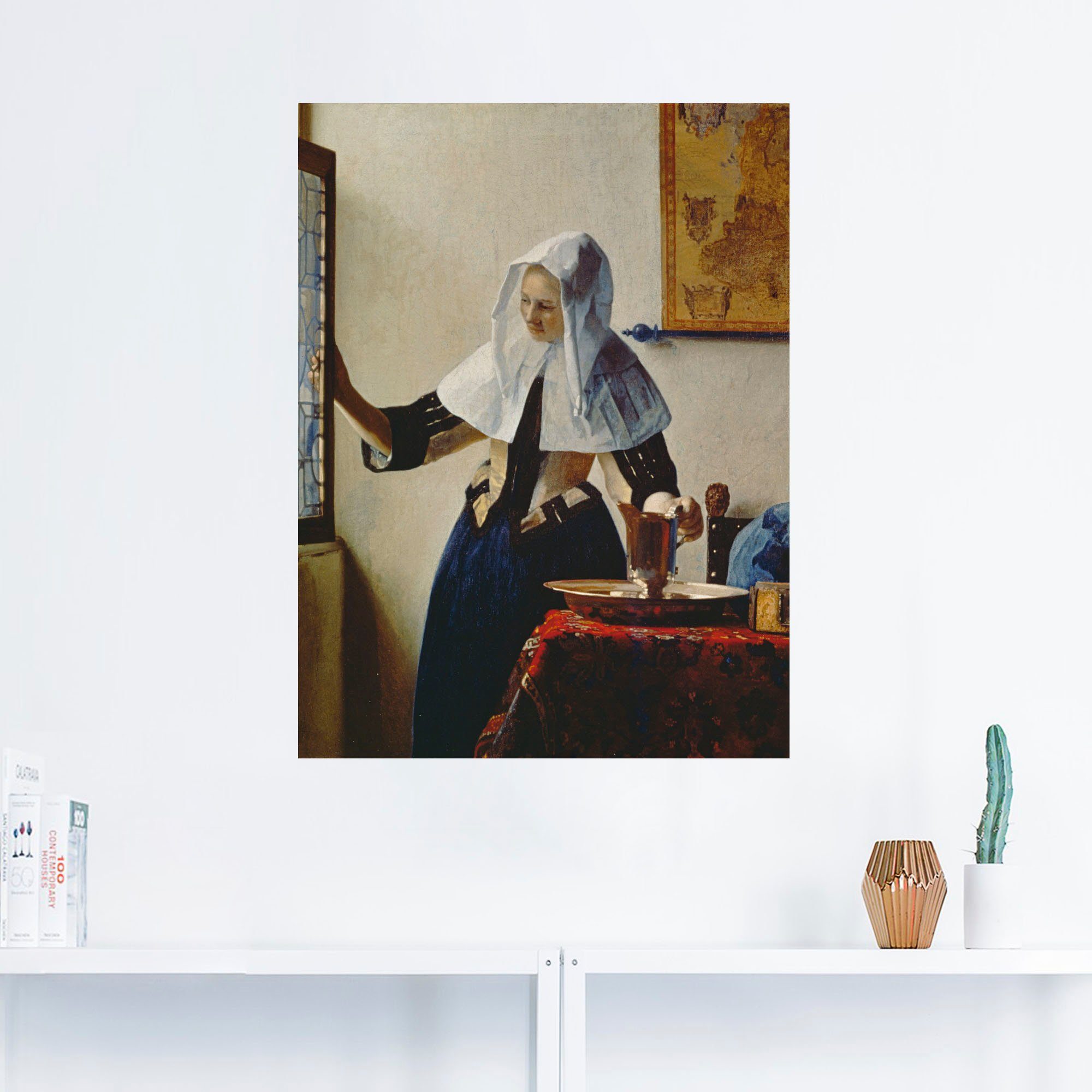 Leinwandbild, St), Frau oder Frau mit Wandaufkleber versch. Junge Wandbild als Artland Fenster, Größen am Poster (1 in Wasserkrug