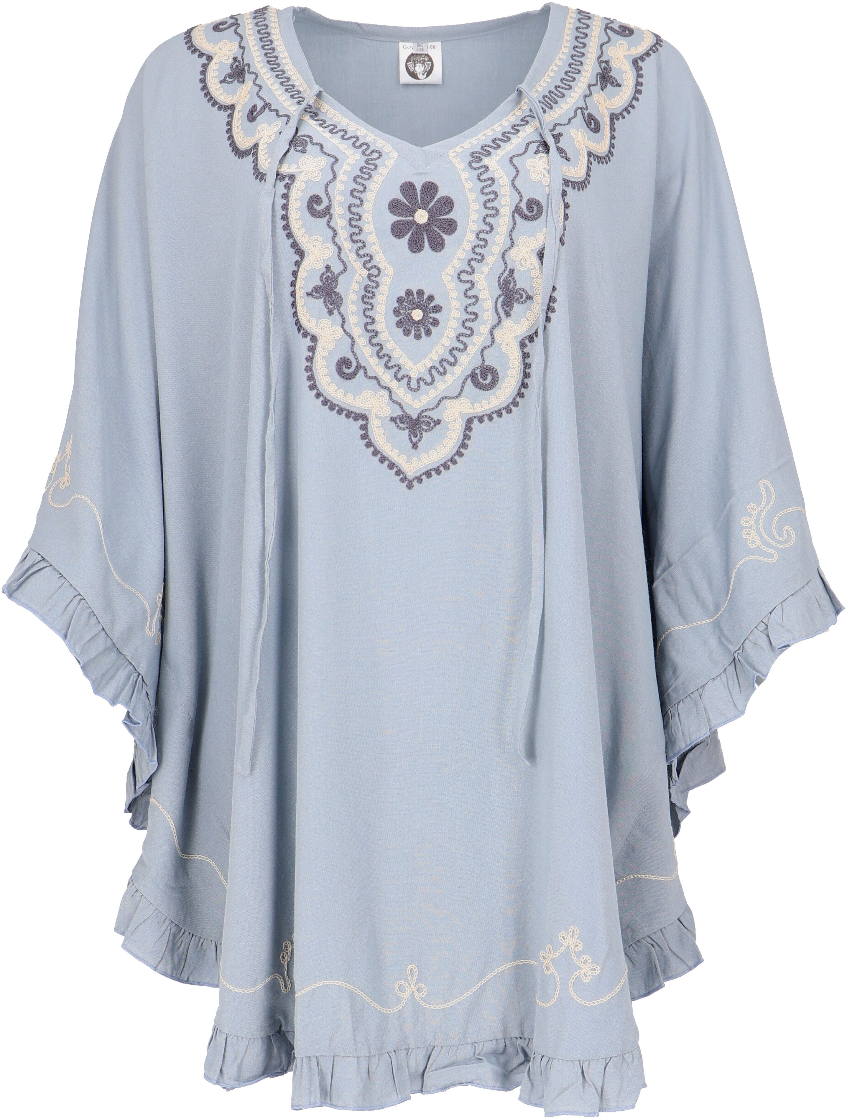 Guru-Shop Longbluse Bestickter Hippie Poncho, Tunika, Kaftan,.. alternative Bekleidung – Bild 3 von 5