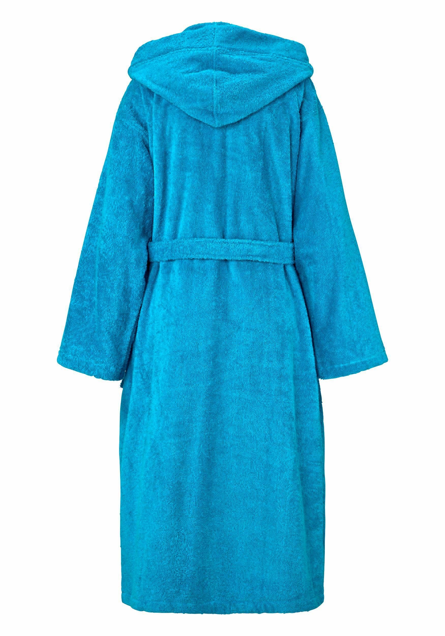 KangaROOS Unisex-Bademantel Cassidy, für Damen & Herren, Standardlänge & Überlänge, Langform, Walkfrottee, Kapuze, Gürtel, mit Taschen, Männer und Frauen, Baumwolle, Reise, Hotel, Sauna, S-3XL