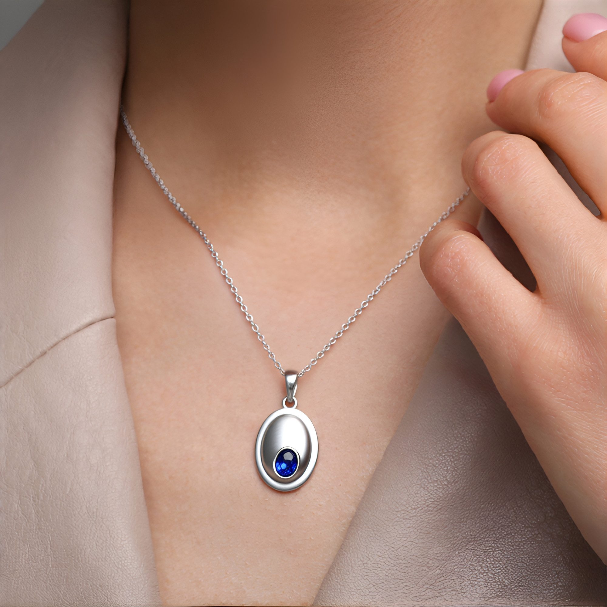 Cavill Kettenanhänger Cavill Sterlingsilber Anhänger 1,21 ct blauer Stern-Saphir oval (1-tlg)