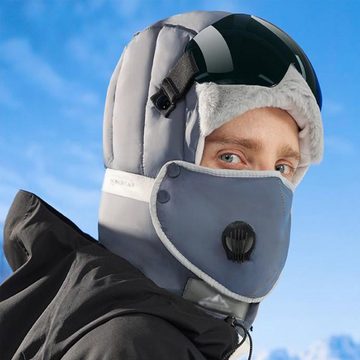 FIDDY Skimütze Winter Skibrille für Herren und Damen im Freien und warme Hüte (Der Hut wird mit einer Schutzbrille und einer Maske geliefert, 3-St)