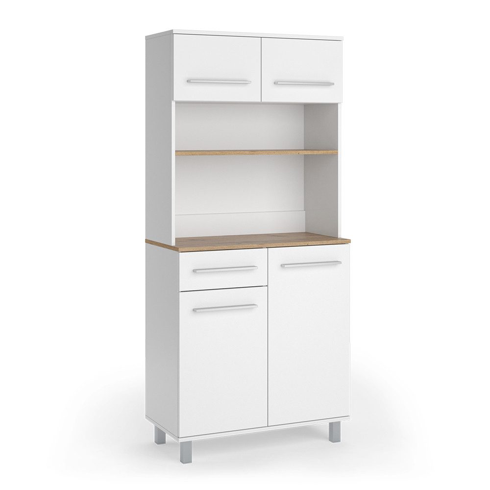 Vicco Küchenbuffet Pure, Weiß/Artisan-Eiche, 80.2 x 177 cm (1-St)