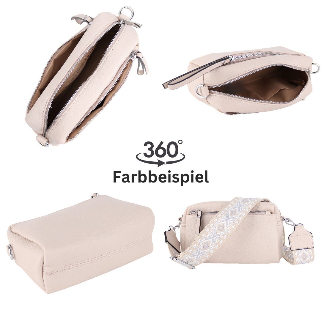 MIRROSI Umhängetasche Damen, Veganleder Crossbody Tasche Bag, Schultertasche (inkl. 1 Münzbeutel und 2 Wechselgurte, 19x14x8cm (BXHXT), gemusterten & verstellba – Bild 3 von 3