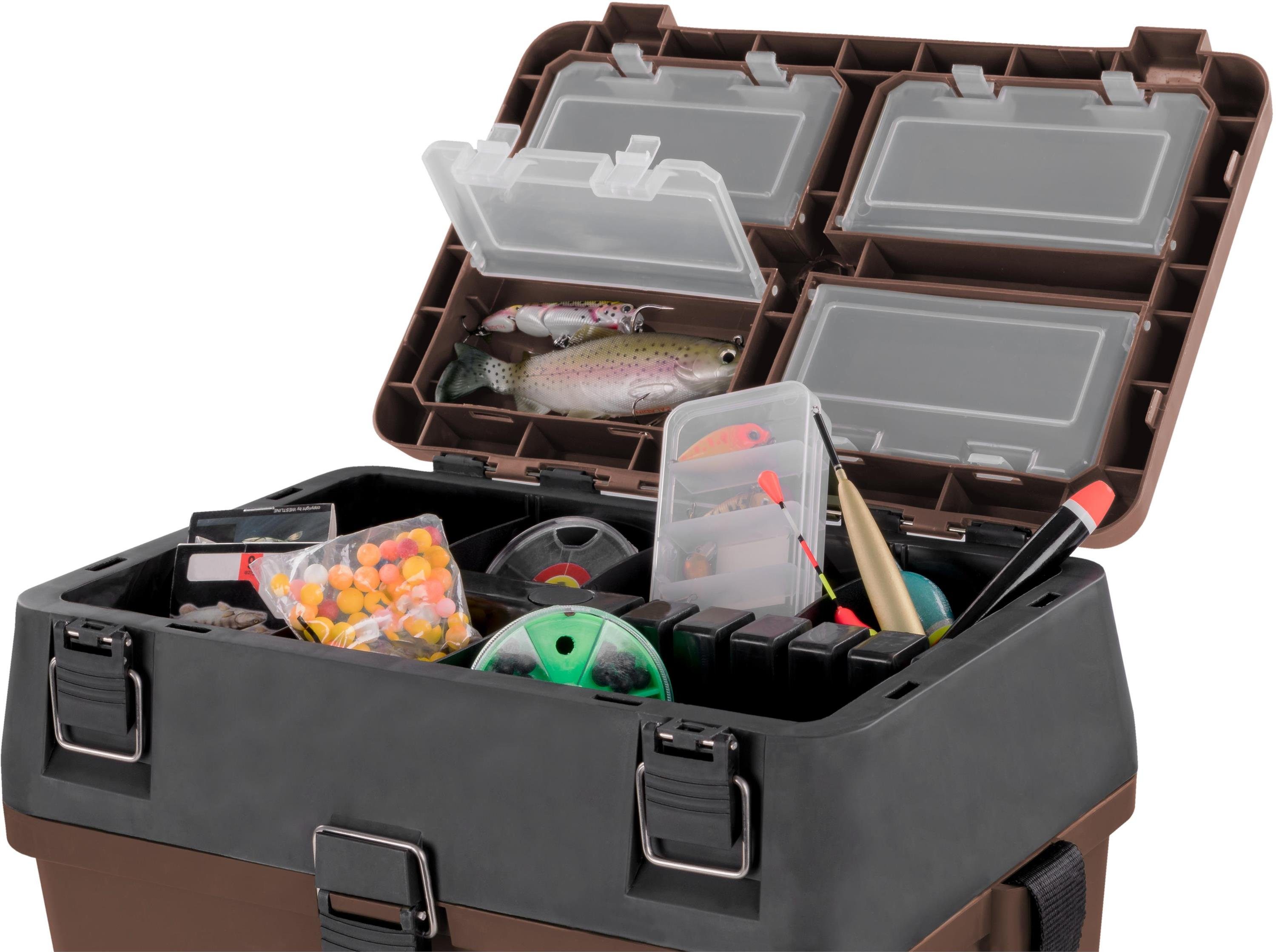 normani Angelkoffer Angelbox Bilbao, Angeltasche Sitzkiepe mit Rucksackfunktion und Tackle-Boxen